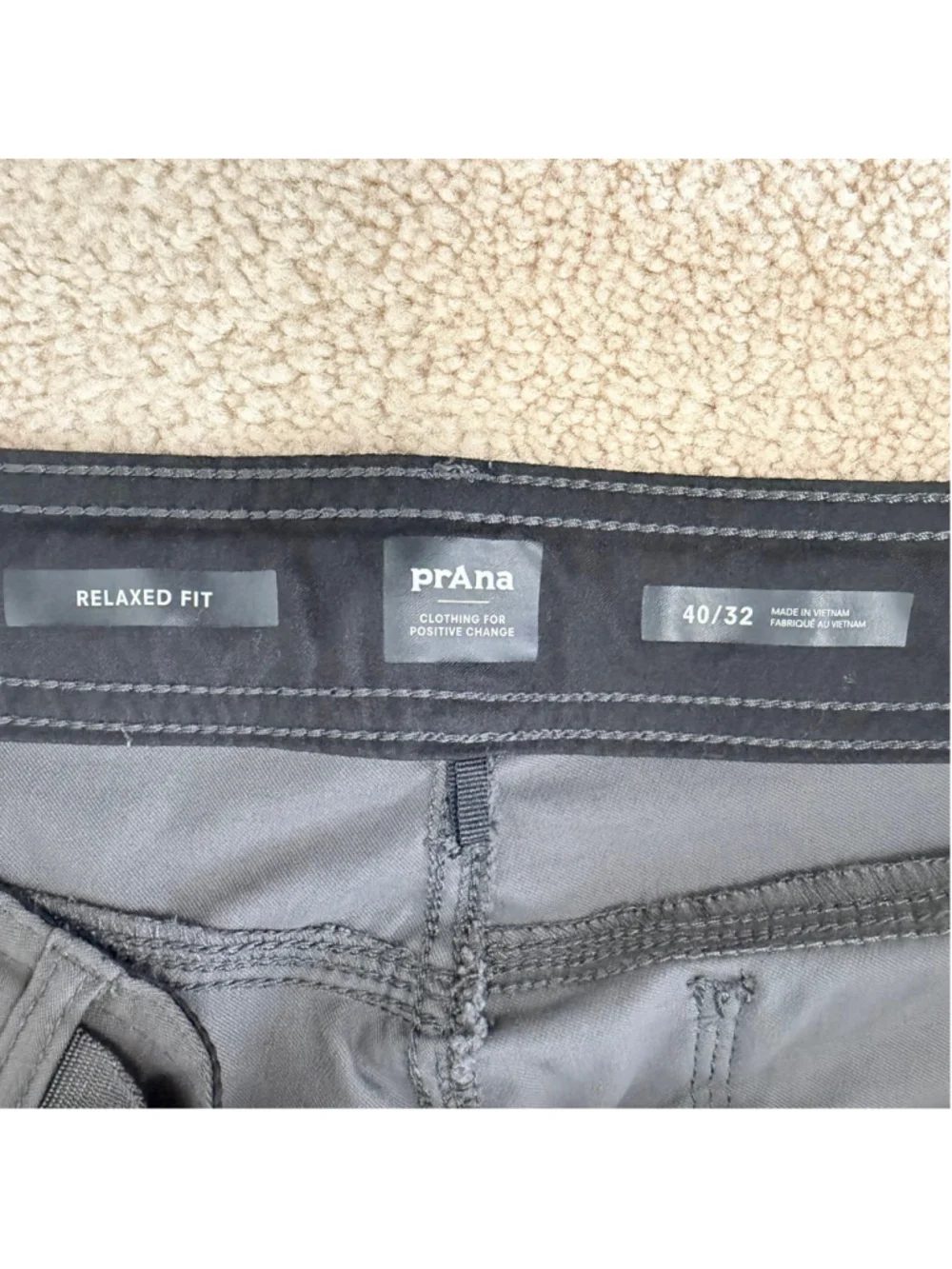 prAna Stretch Zion Gray Relaxed Fit Cargo Pants Men's Size 40X32 Outdoors Hiking